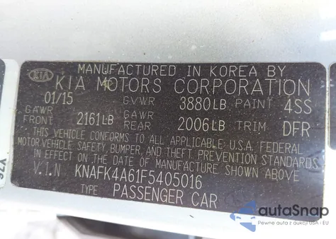 2015 Kia Forte Lx from USA, damaged, VIN KNAFK4A61F5405016